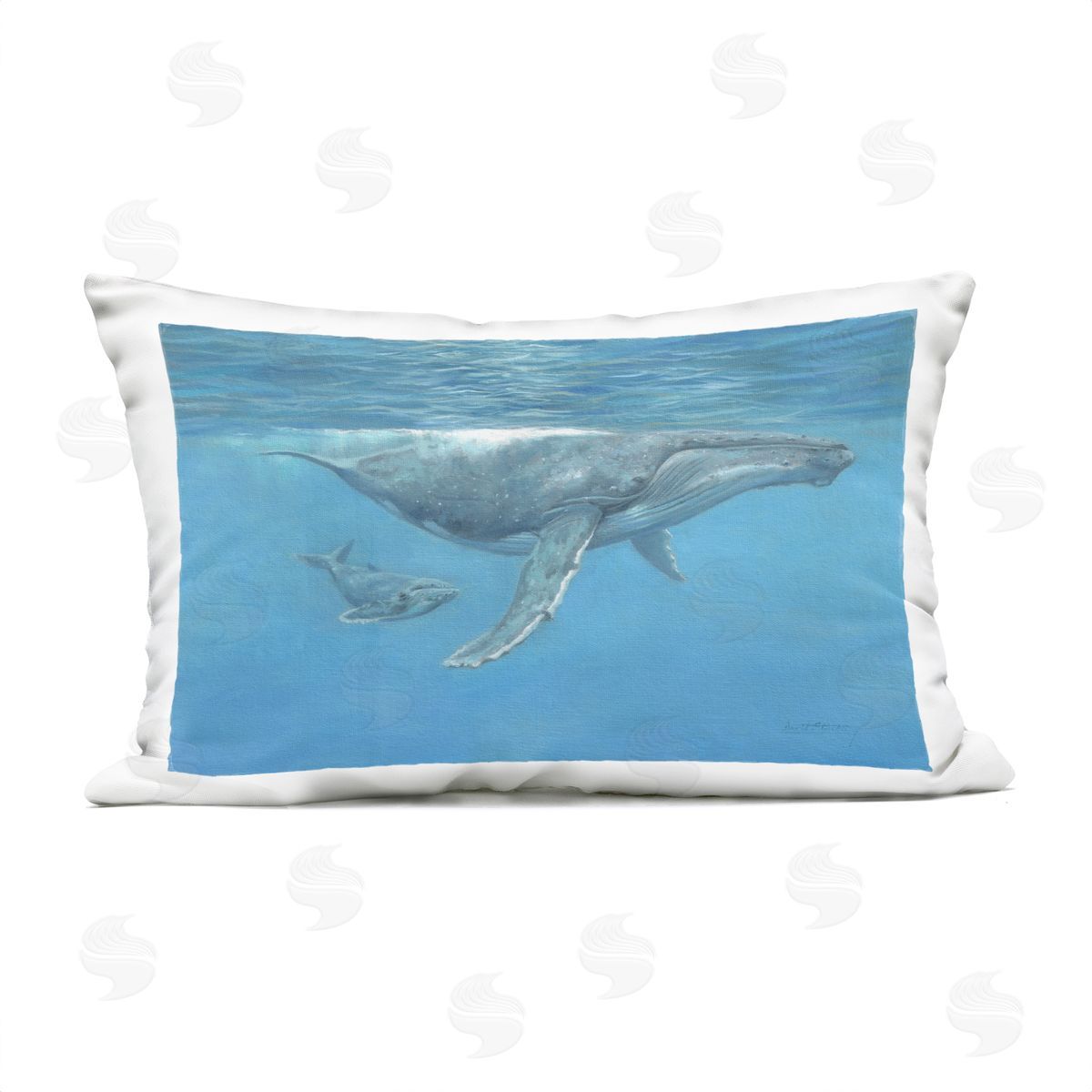 David Stribbling Humpback Whale Underwater Plush Polyester Art Print Pillow
