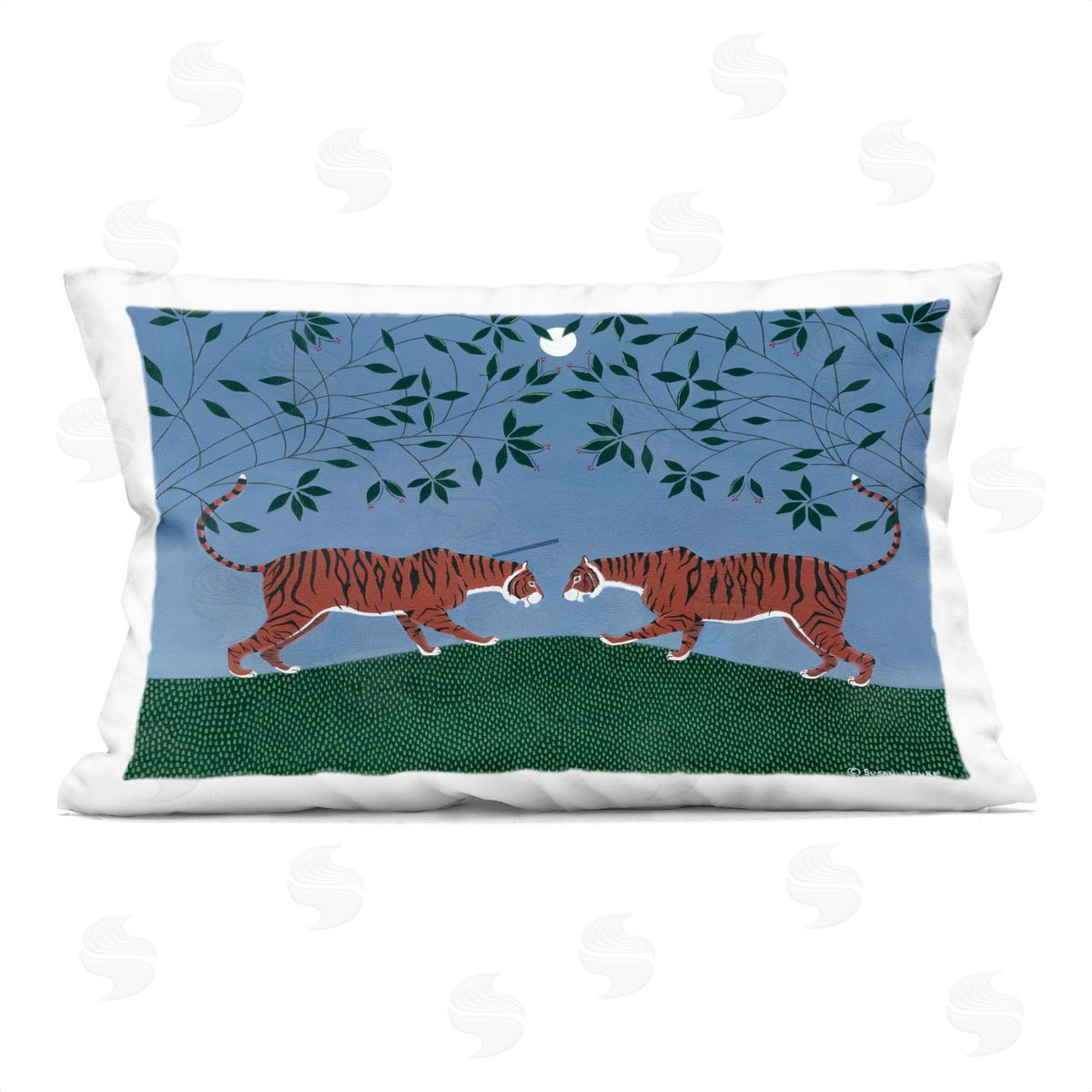 Susan Henke Twilight Tigers Symmetry Plush Polyester Art Print Pillow