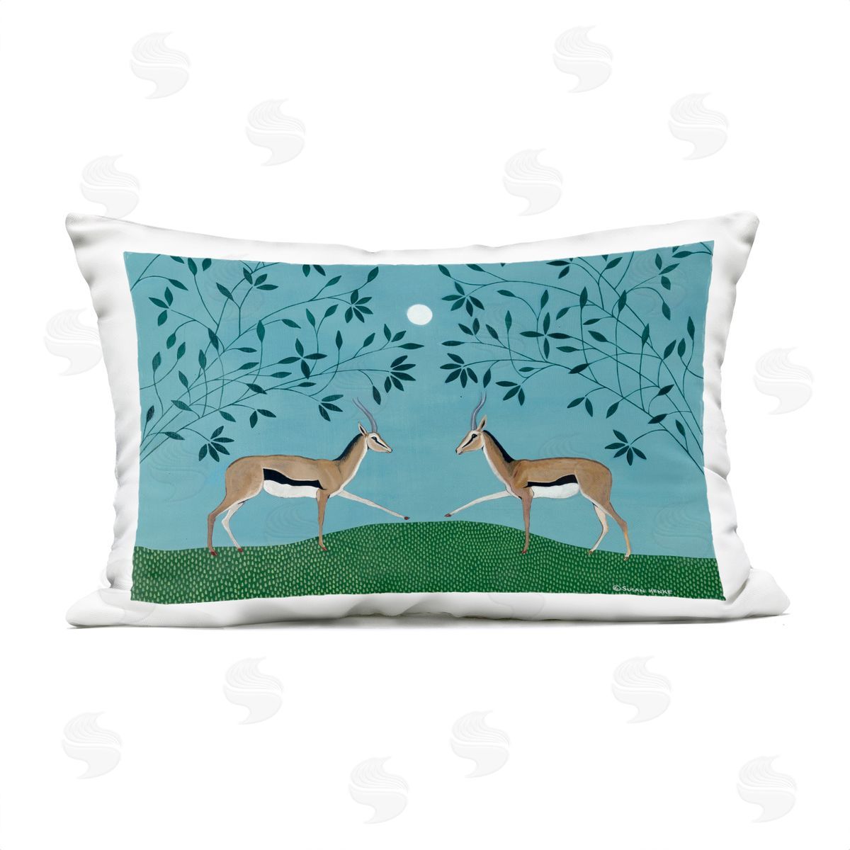Susan Henke Gazelles Greeting Symmetry Plush Polyester Art Print Pillow