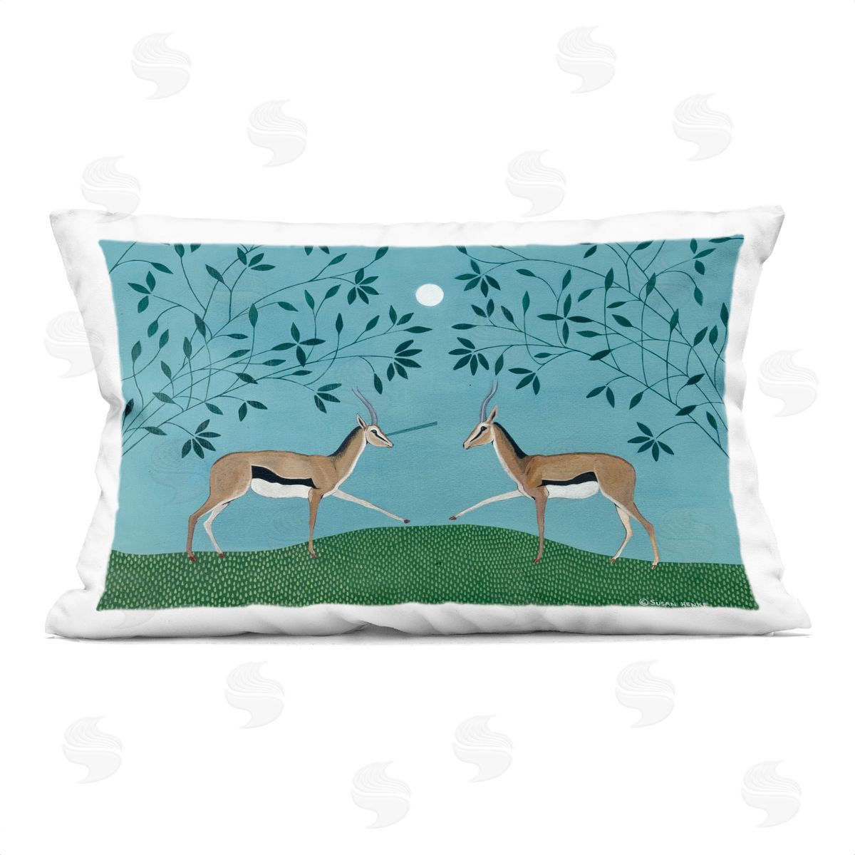 Susan Henke Gazelles Greeting Symmetry Plush Polyester Art Print Pillow
