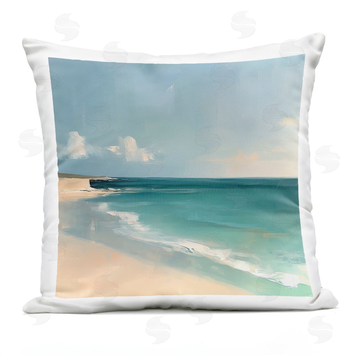 Annabelle Hall Turquoise Horizons Abstraction Plush Polyester Art Print Pillow