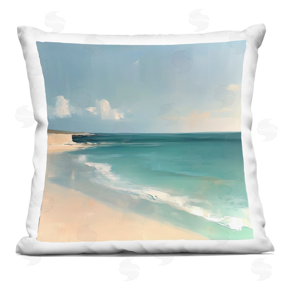 Annabelle Hall Turquoise Horizons Abstraction Plush Polyester Art Print Pillow