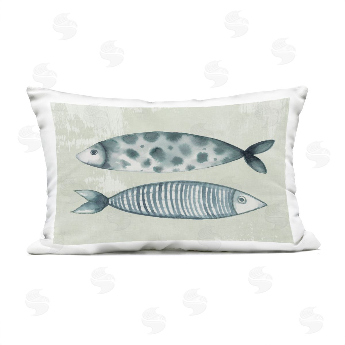 Eli Jones Dotted & Striped Fish Plush Polyester Art Print Pillow