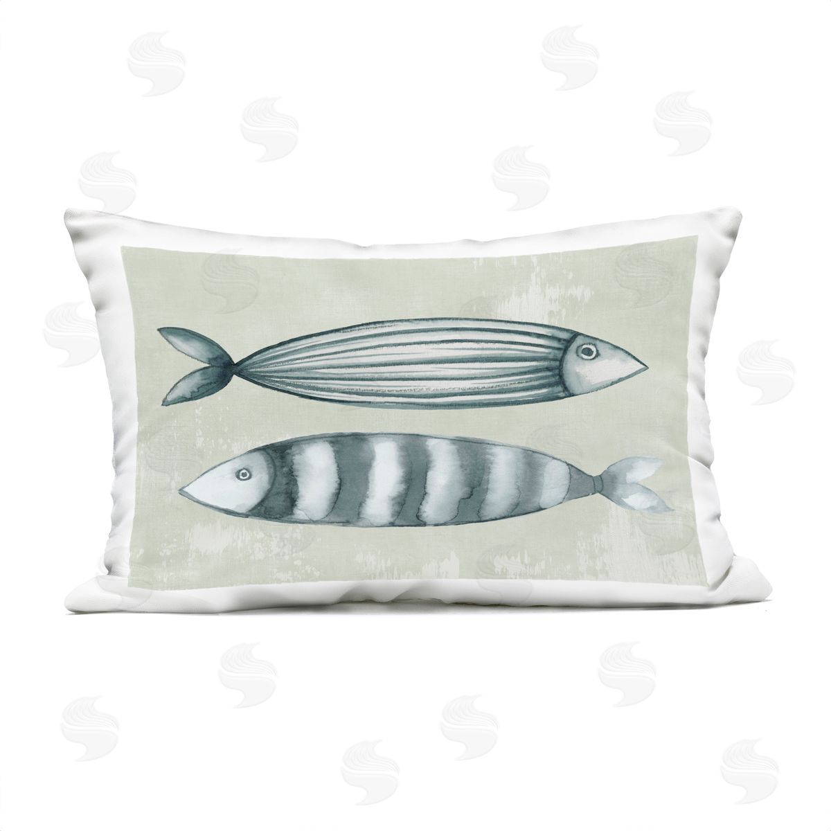 Eli Jones Stick Fish in Neutrals Plush Polyester Art Print Pillow