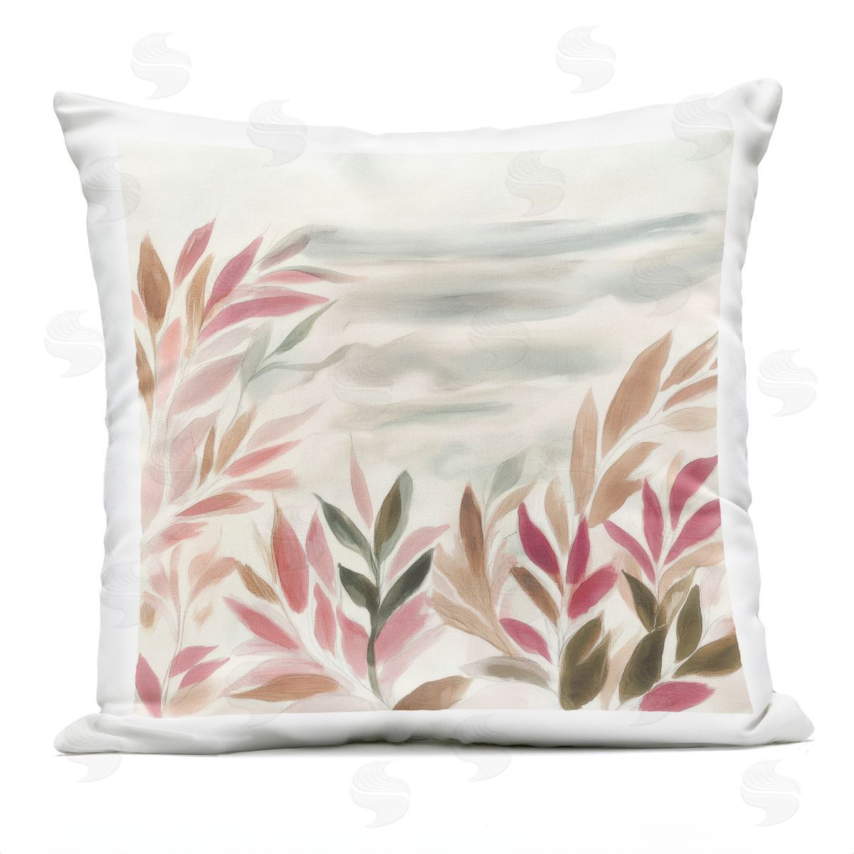 Mona Grace Muted Windblown Leaves Plush Polyester Art Print Pillow