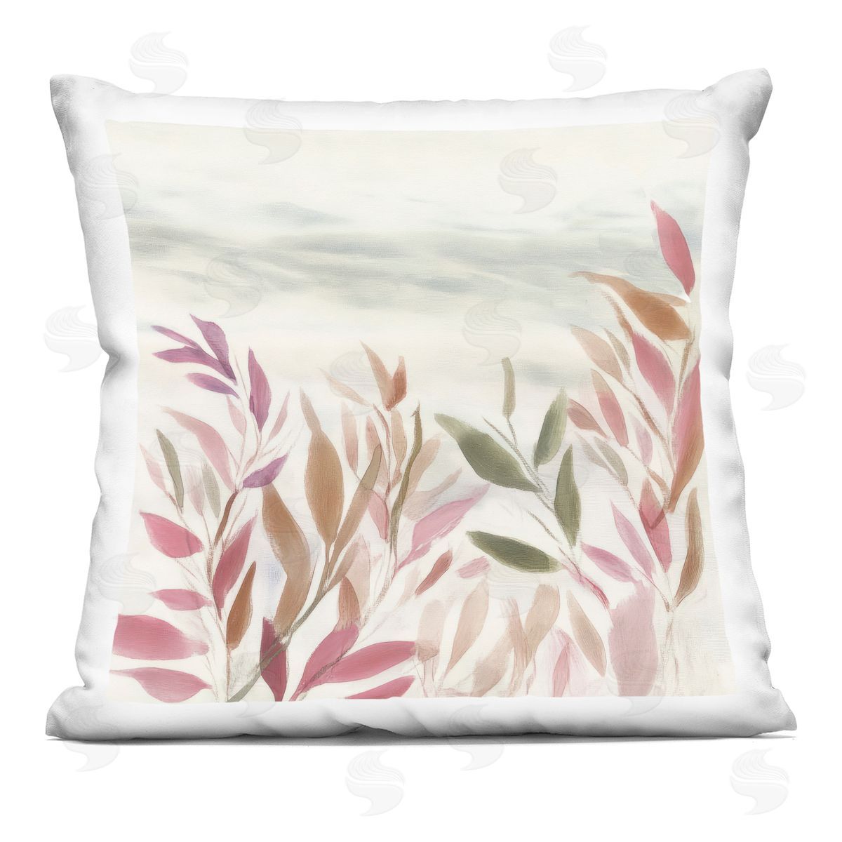 Mona Grace Gentle Earthy Windswept Leaves Plush Polyester Art Print Pillow