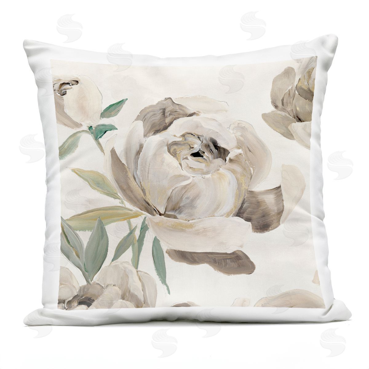 Aria K. Rounded Lustrous Peonies Plush Polyester Art Print Pillow
