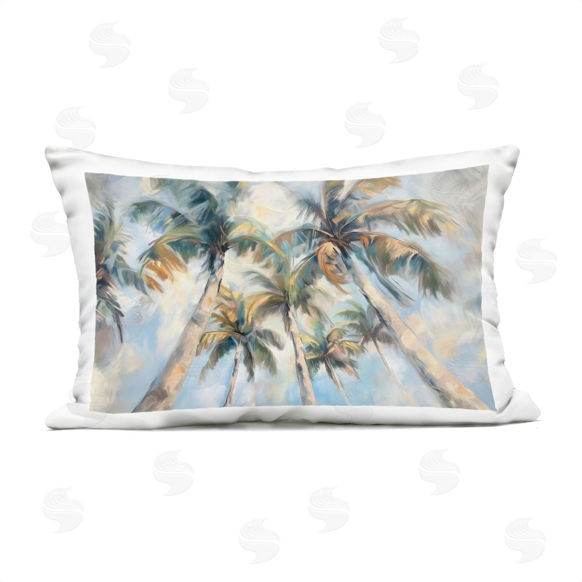 Ramona Murdock Swaying Palms with Soft Clouds Plush Polyester Art Print Pillow