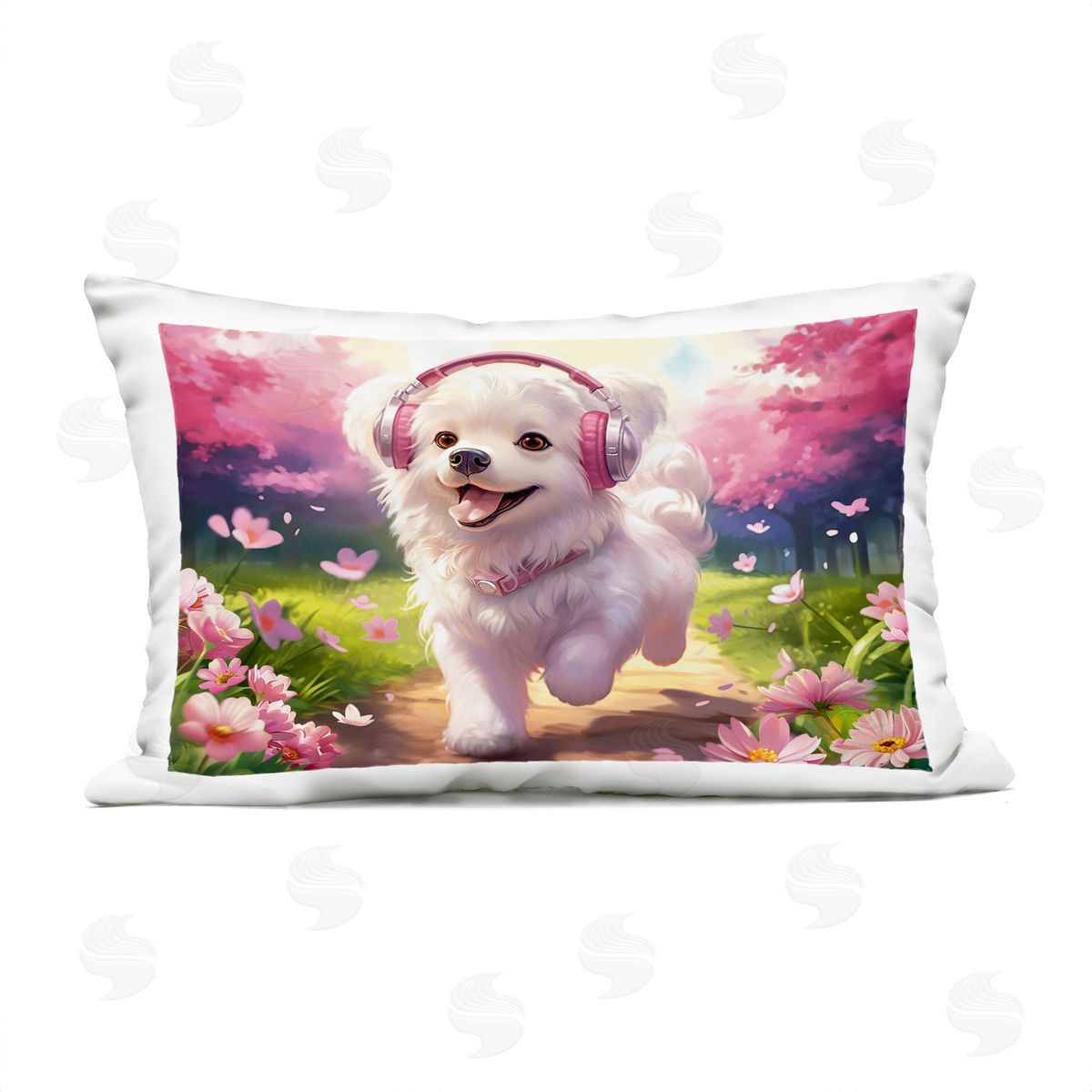 Image World Happy Puppy On A Walk Plush Polyester Art Print Pillow