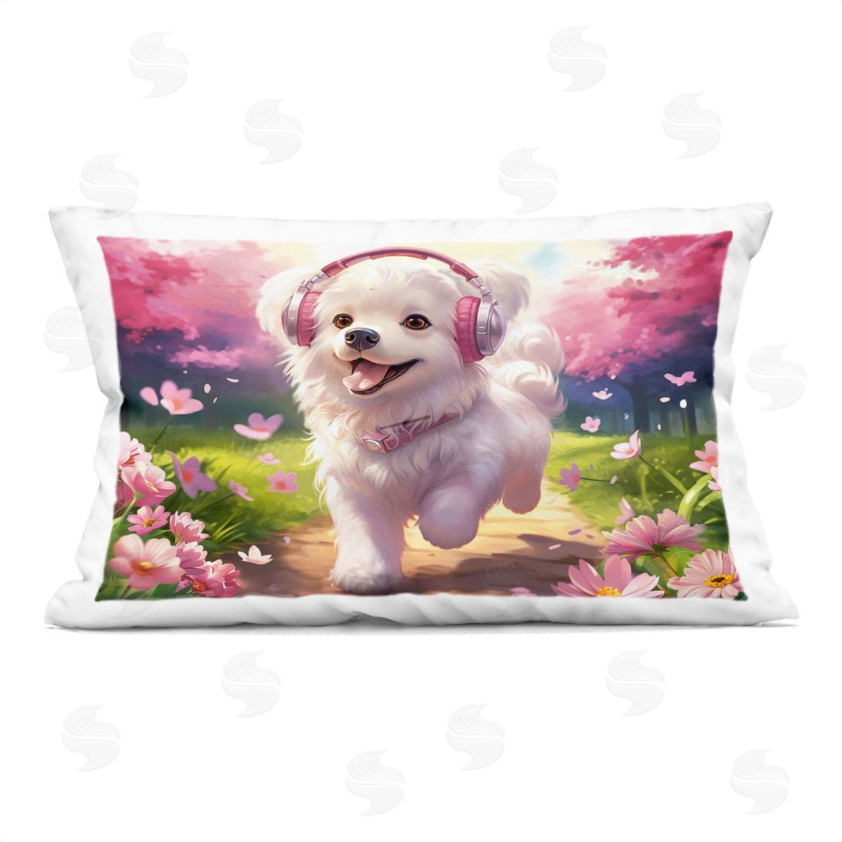 Image World Happy Puppy On A Walk Plush Polyester Art Print Pillow