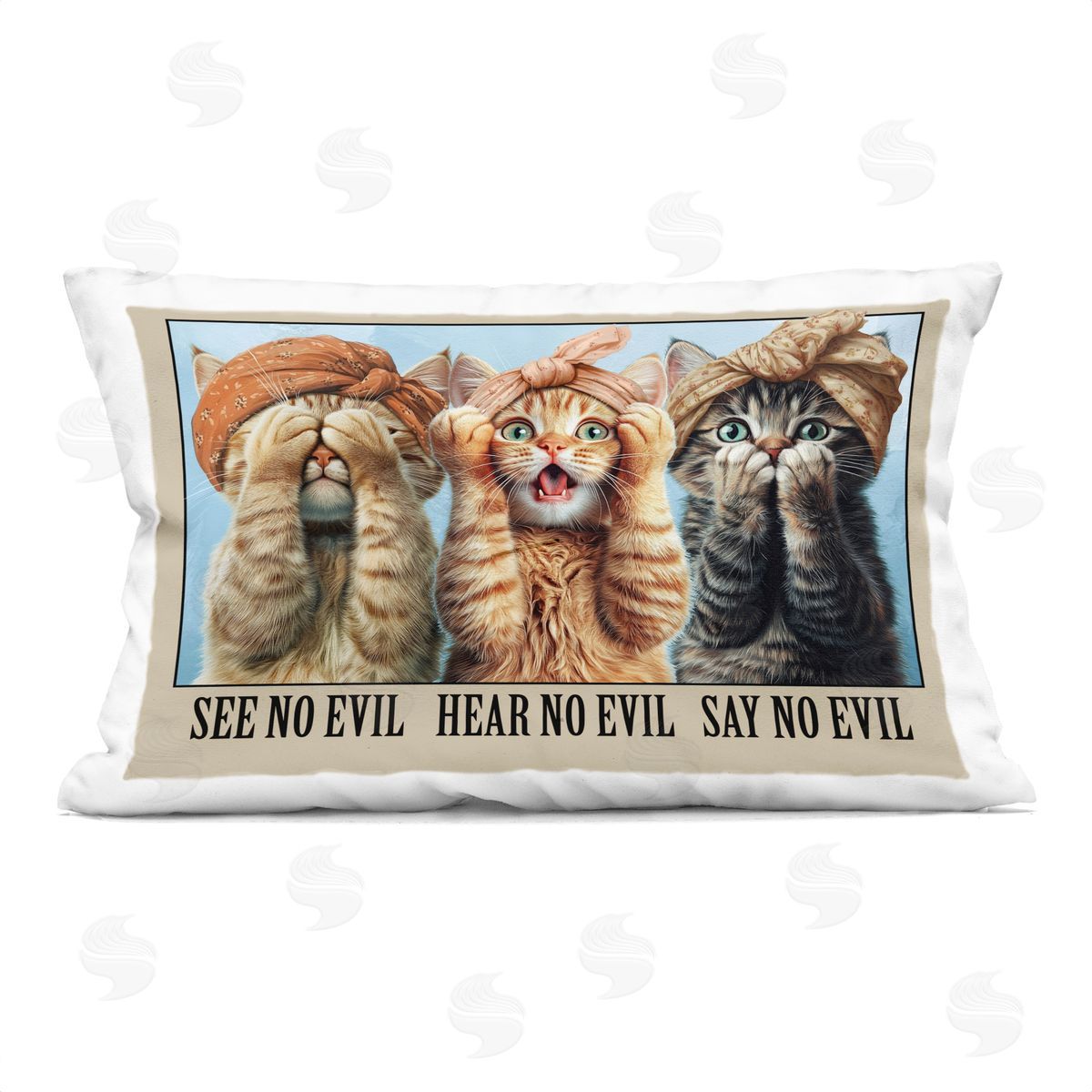 Jim Baldwin Speak No Evil Cats Plush Polyester Art Print Pillow