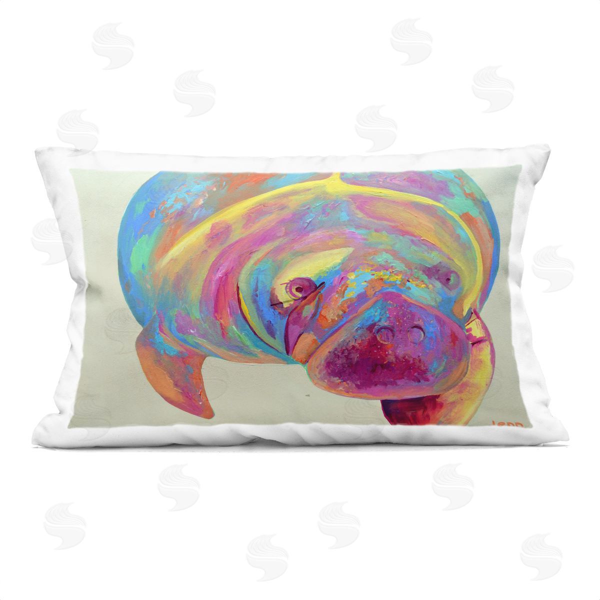 Jennifer Seeley Mixed Hue Manatee Indoor Printed Pillow Art