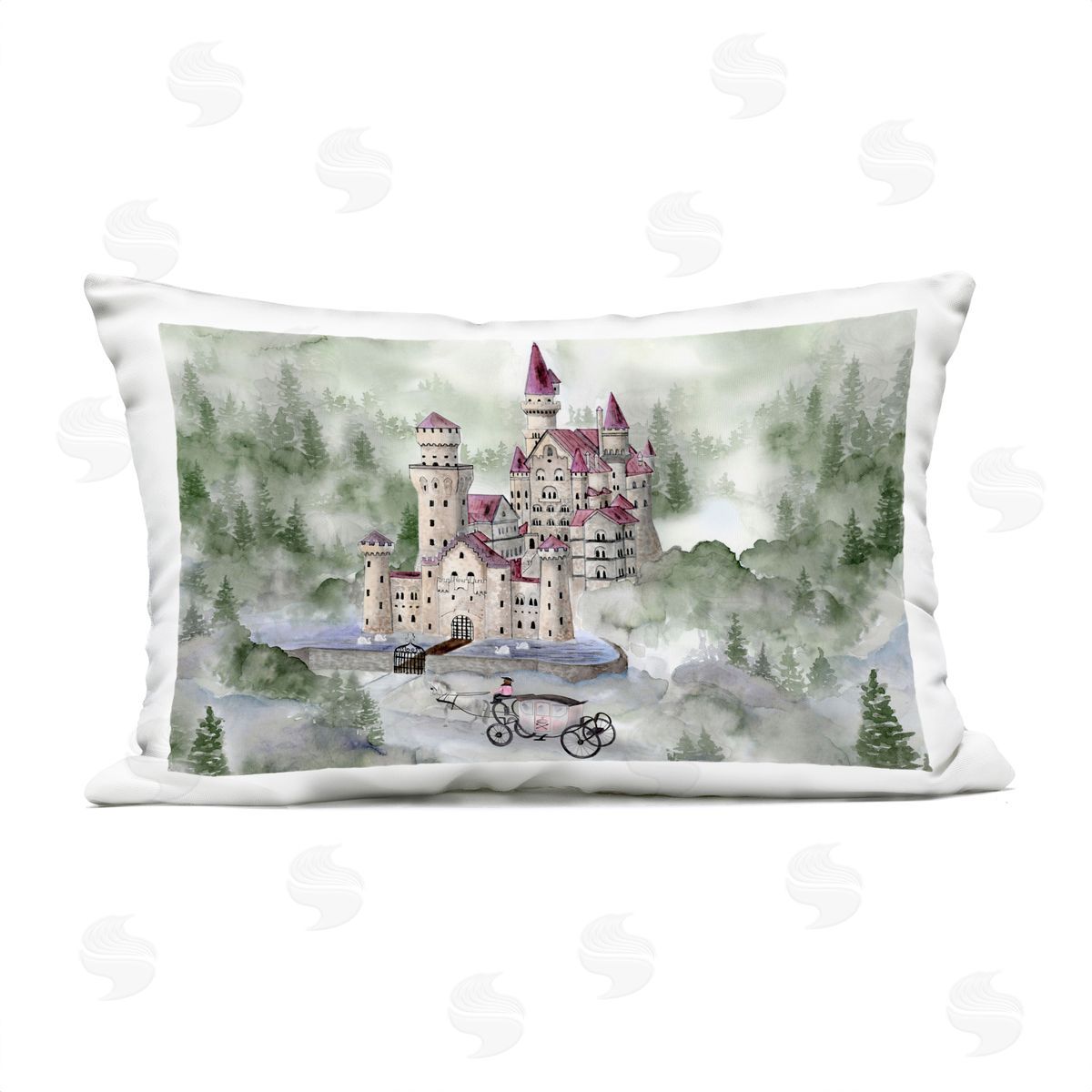 Brett Blumenthal Elegant Carriage to Castle Plush Polyester Art Print Pillow