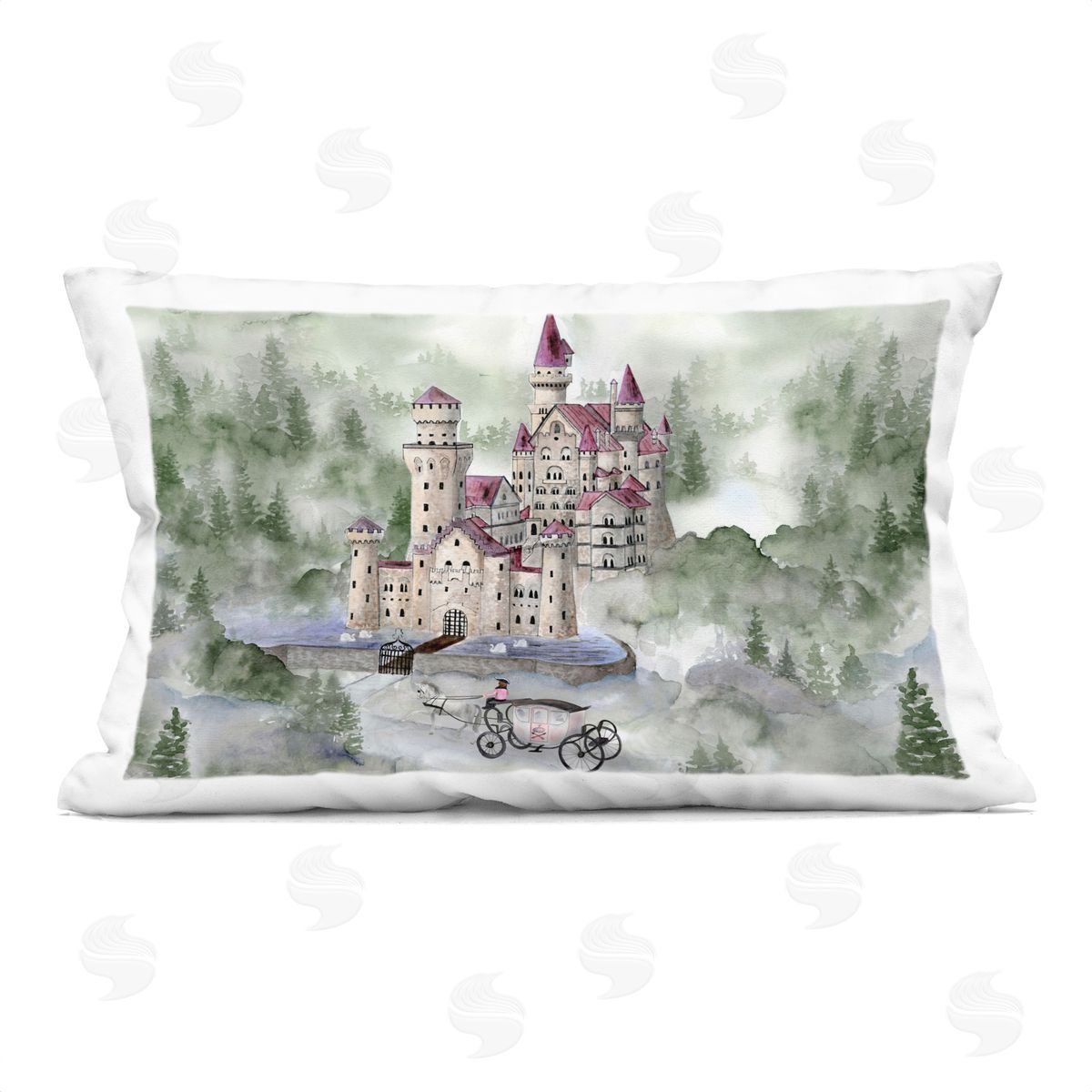 Brett Blumenthal Elegant Carriage to Castle Plush Polyester Art Print Pillow