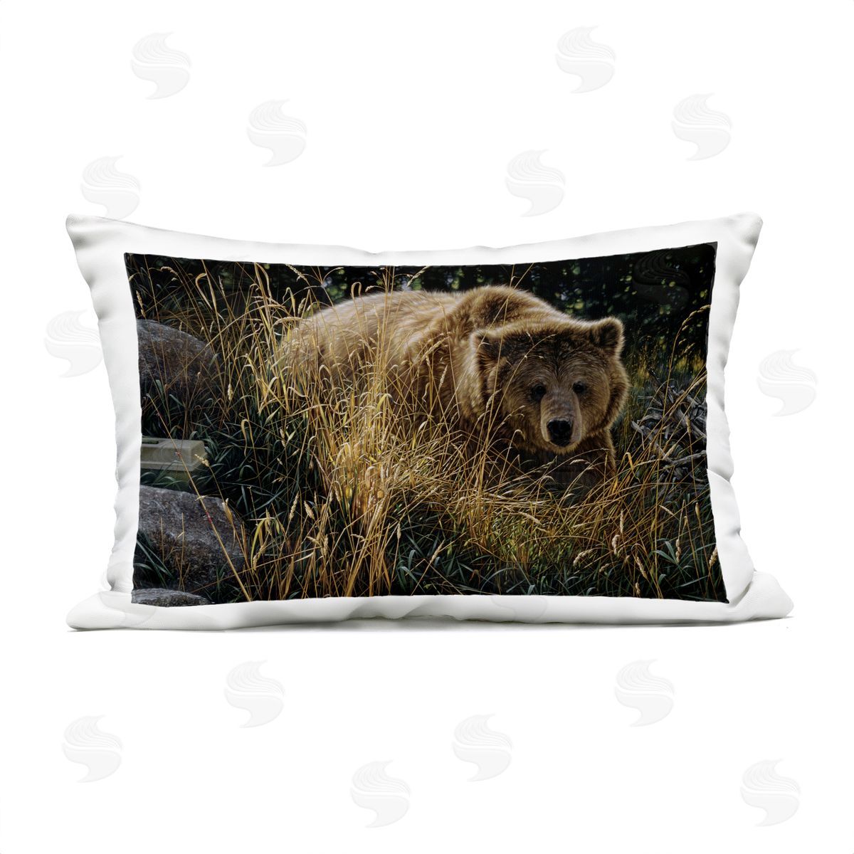 Collin Bogle Crossing Paths Grizzly Bear Plush Polyester Art Print Pillow