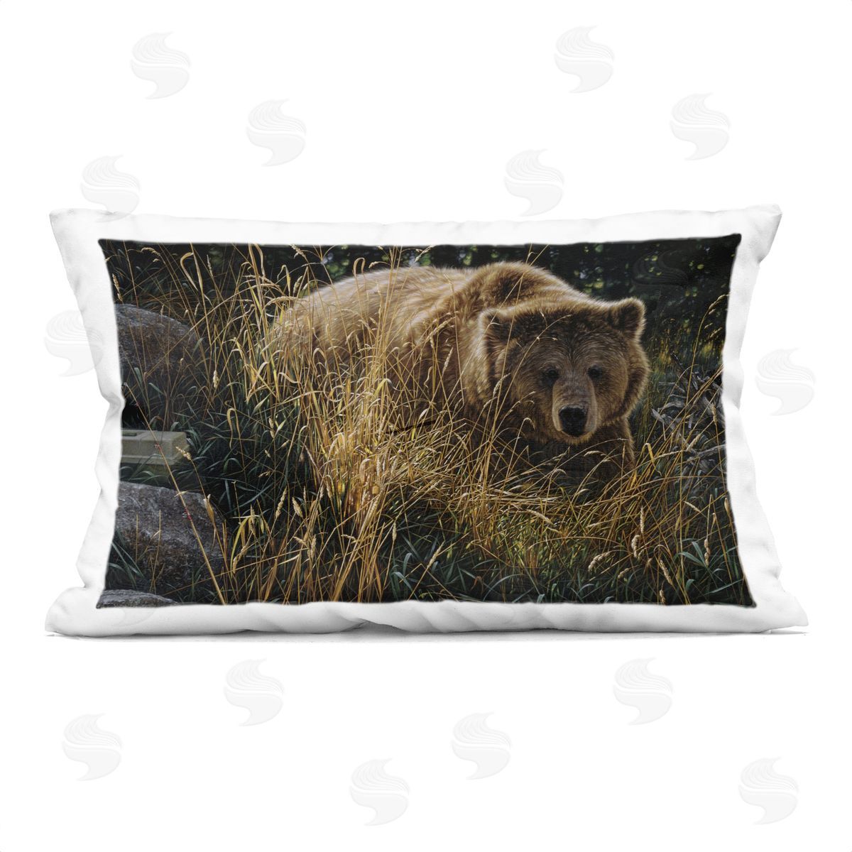 Collin Bogle Crossing Paths Grizzly Bear Plush Polyester Art Print Pillow
