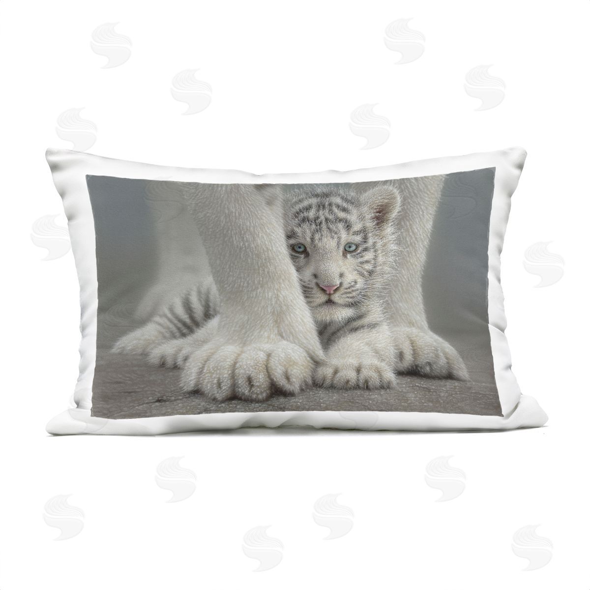 Collin Bogle Sheltered White Tiger Cub Plush Polyester Art Print Pillow