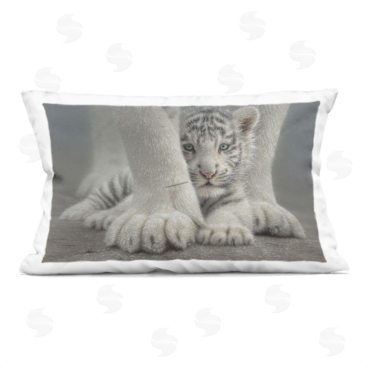 Collin Bogle Sheltered White Tiger Cub Plush Polyester Art Print Pillow