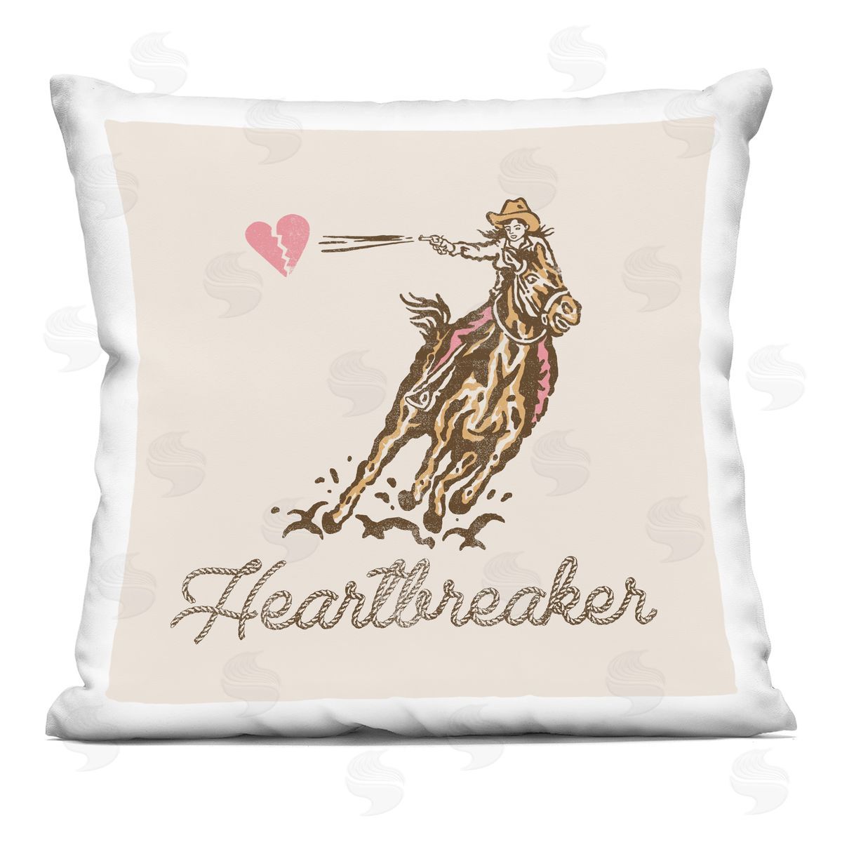 Jedco Brands, Inc. Heartbreaker Cowgirl Lasso Plush Polyester Art Print Pillow
