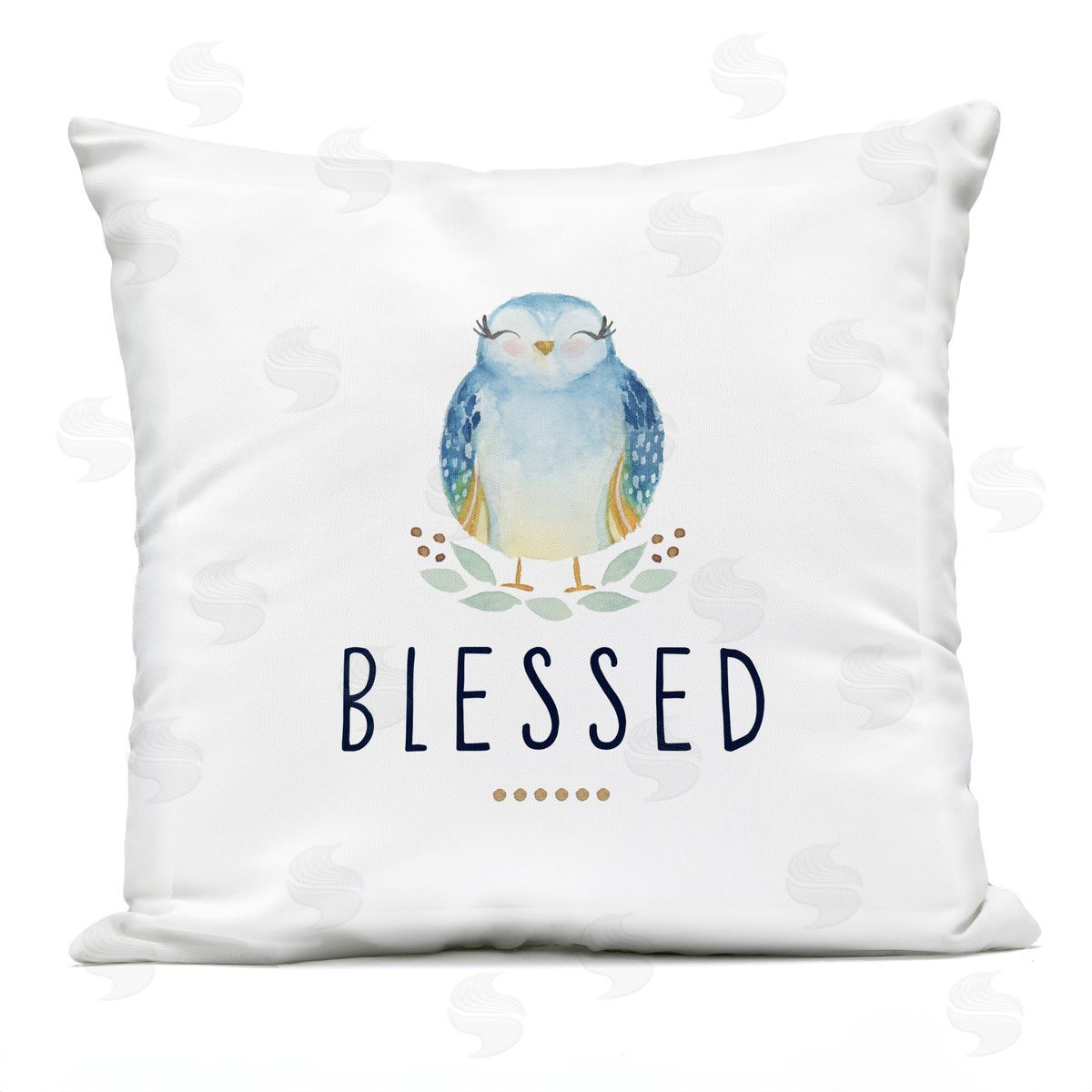 Blue Chair Blessing Blessed Cute Smiling Bird Plush Polyester Art Print Pillow