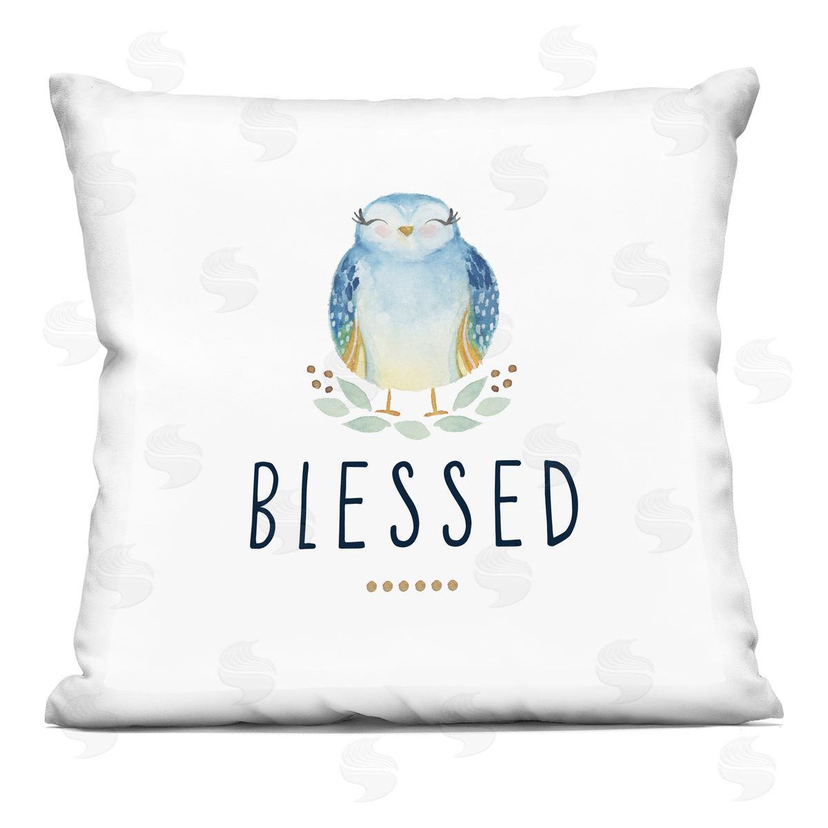 Blue Chair Blessing Blessed Cute Smiling Bird Plush Polyester Art Print Pillow