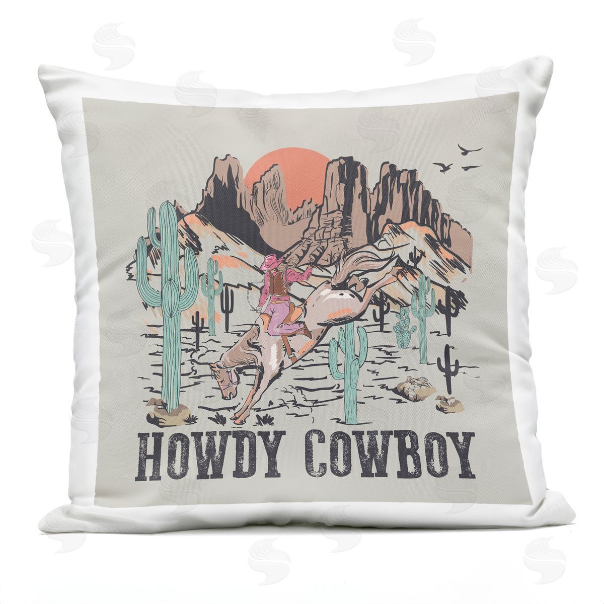 Jedco Brands, Inc. Howdy Cowboy Vintage View Plush Polyester Art Print Pillow