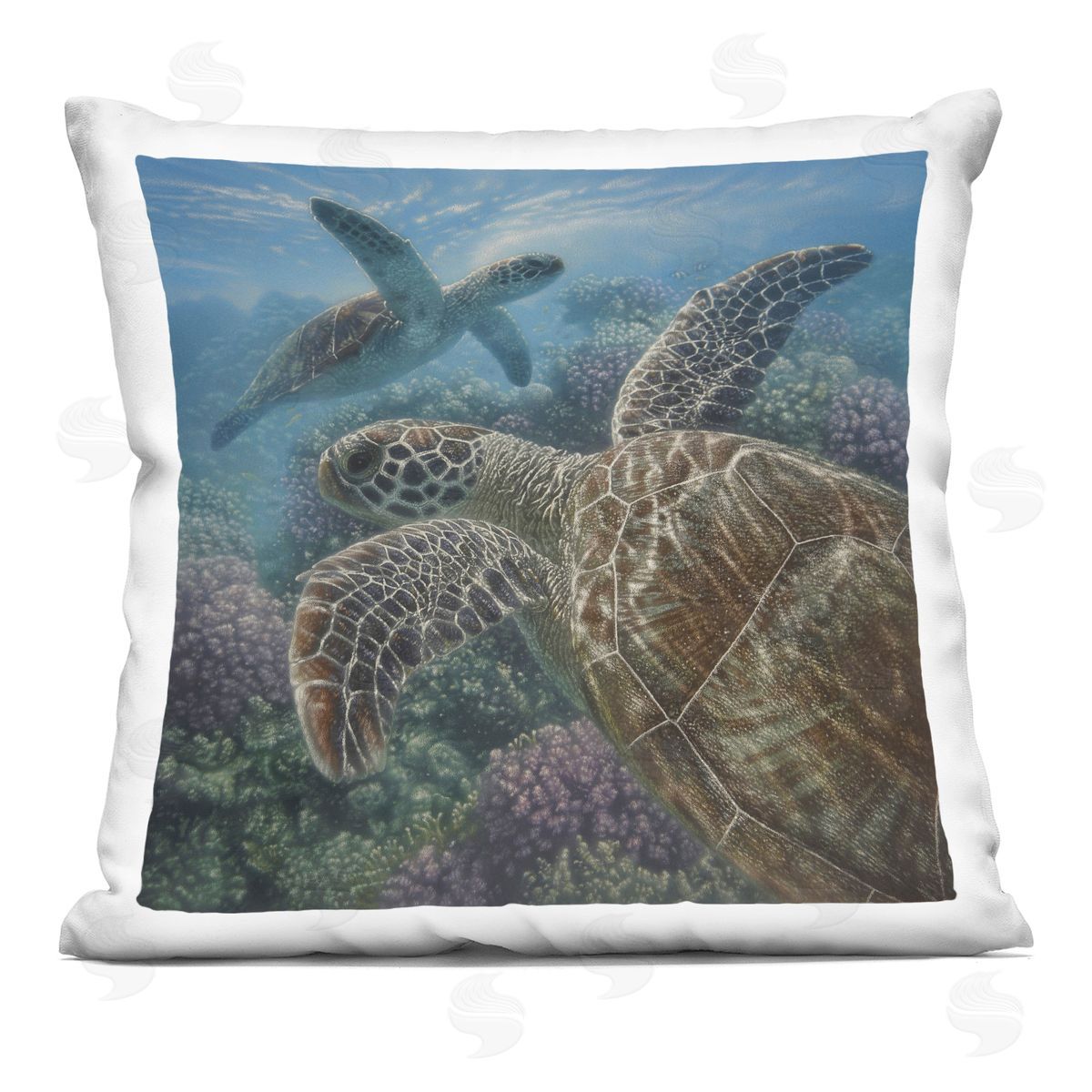 Collin Bogle Turtle Bay over Reef Plush Polyester Art Print Pillow