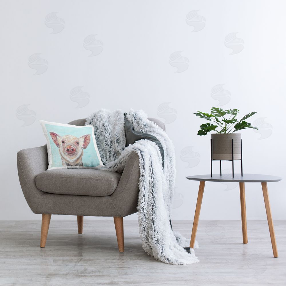Jennifer Seeley Babe Screen Piglet Indoor Square Pillow on Chair