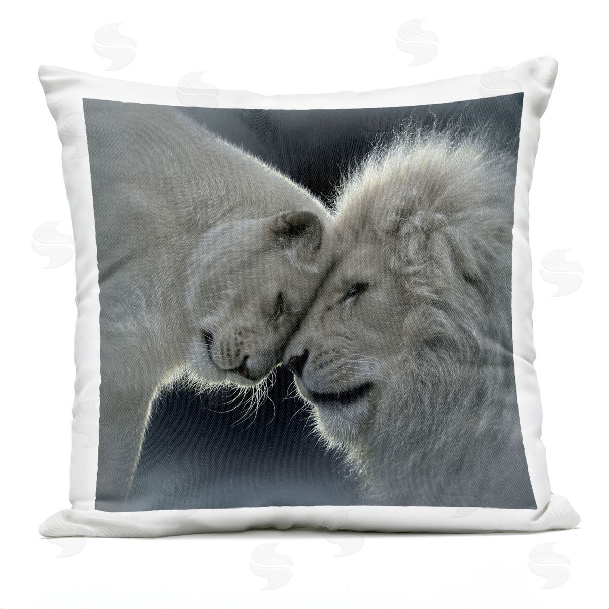 Collin Bogle White Lion Love Plush Polyester Art Print Pillow