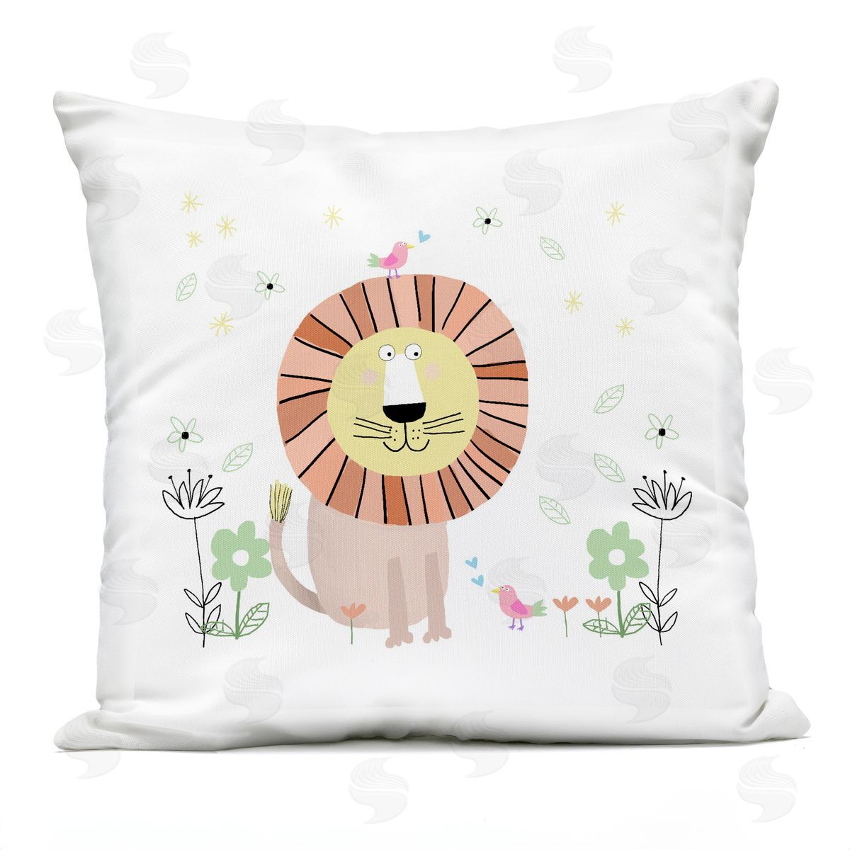 Carla Daly Floral Baby Lion Illustration Outdoor Printed Pillow