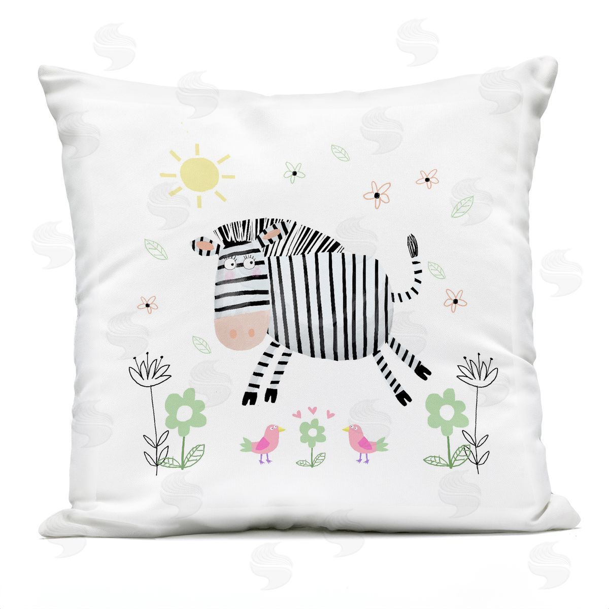 Carla Daly Floral Baby Zebra Illustration Outdoor Printed Pillow