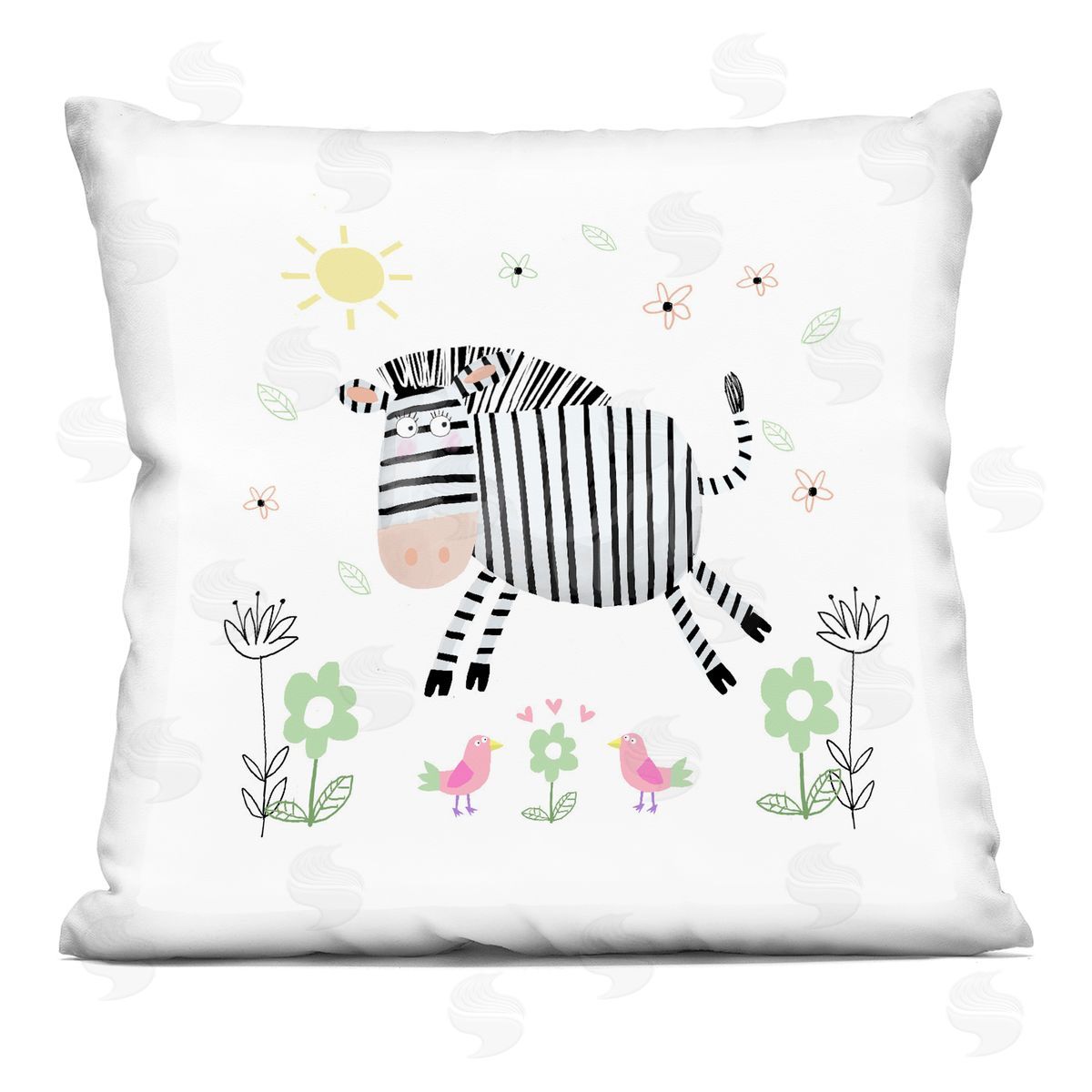 Carla Daly Floral Baby Zebra Illustration Indoor Printed Pillow Art