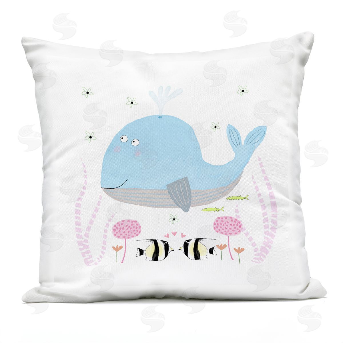 Carla Daly Baby Whale & Flowers Outdoor Printed Pillow