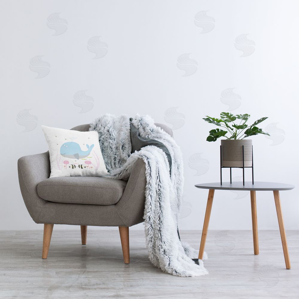 Carla Daly Baby Whale & Flowers Indoor Square Pillow on Chair