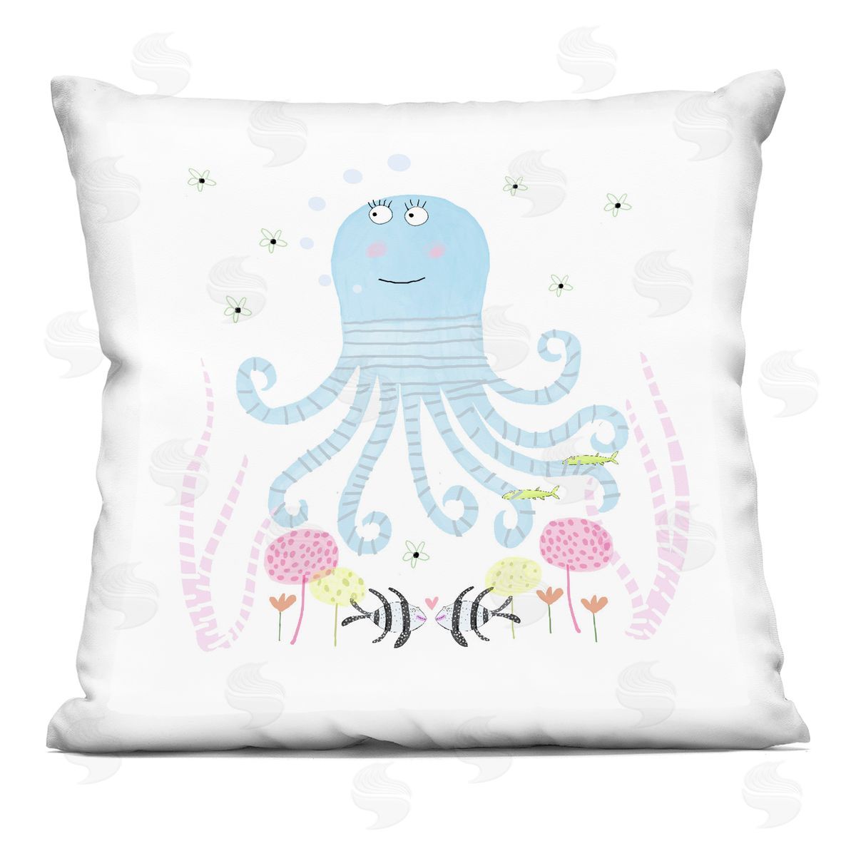 Carla Daly Baby Octopus & Flowers Indoor Printed Pillow Art