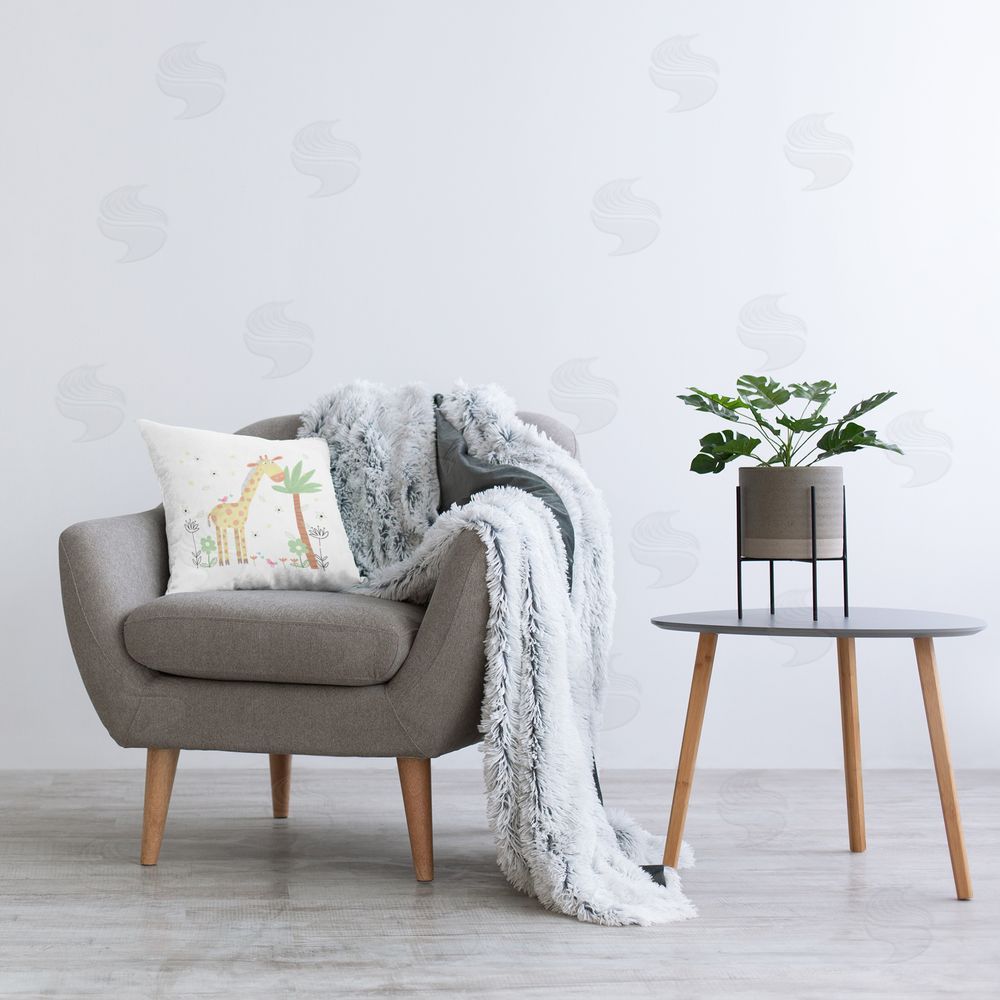 Carla Daly Floral Baby Giraffe Illustration Indoor Square Pillow on Chair