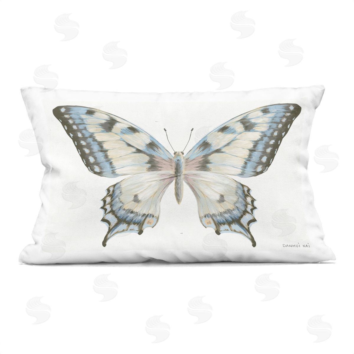 Danhui Nai Blue Brown Accent Butterfly Indoor Printed Pillow Art