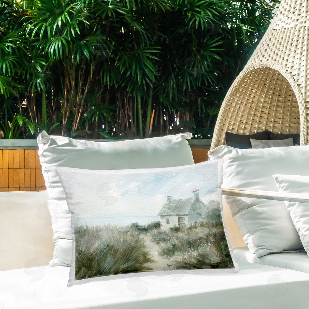 Danhui Nai Simple Windswept Cottage Outdoor Rectangular Pillow on Patio