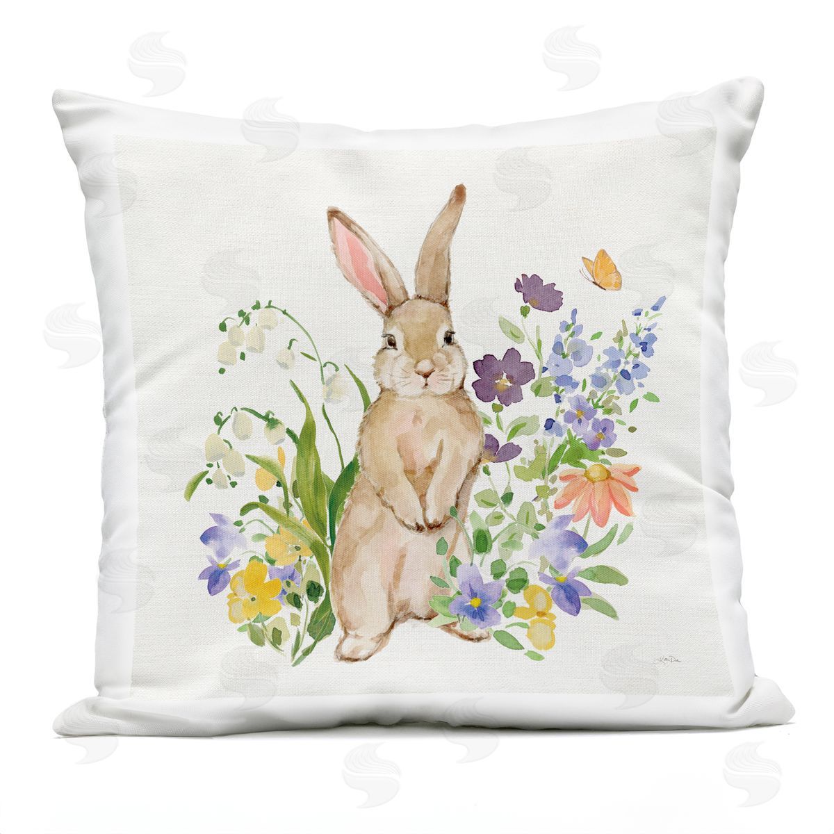Katrina Pete Spring Bunny Standing Outdoor Printed Pillow