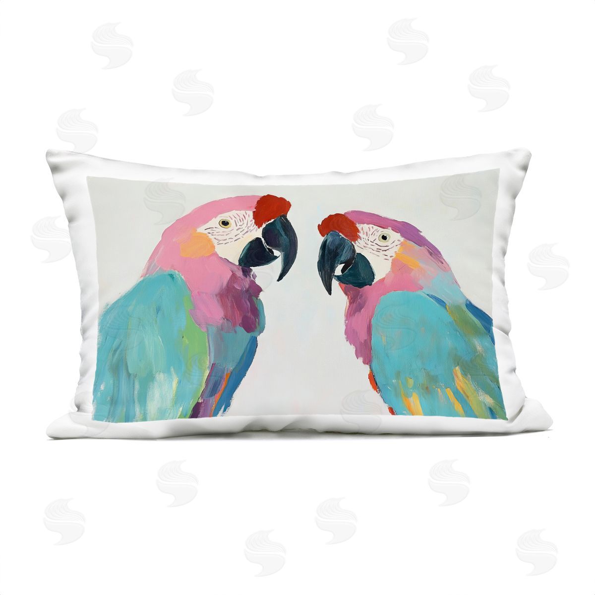 Sisi and Seb Exotic Pastel Macaws Outdoor Printed Pillow