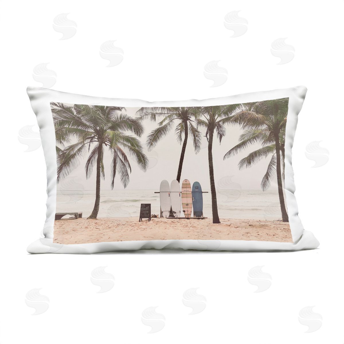 Sisi and Seb The Boards Surfer's Beach Outdoor Printed Pillow