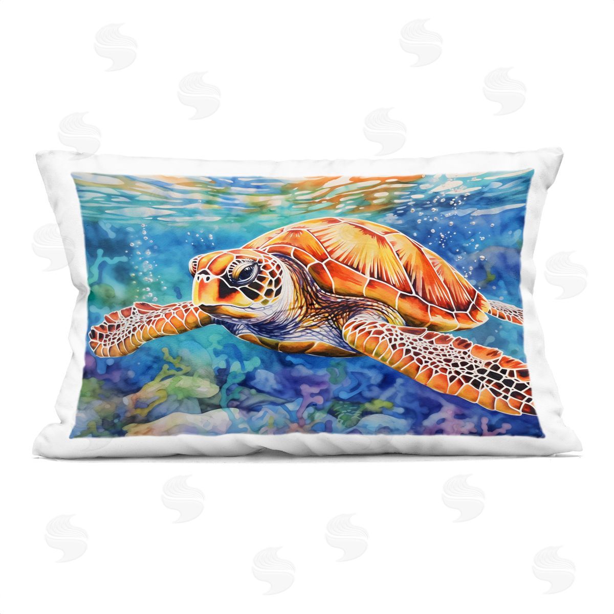 LSR Design Studio Brown Sea Turtle Under Surface Indoor Printed Pillow