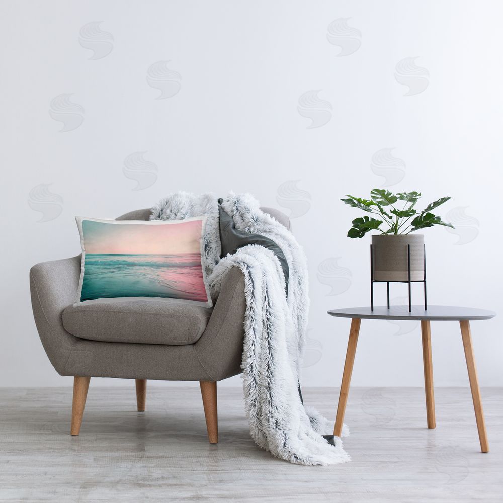 LSR Design Studio Sunset Collision Seascape Indoor Rectangular Pillow on Chair