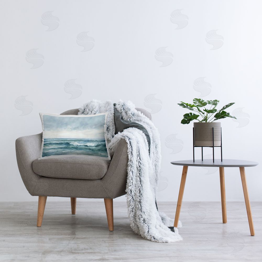 LSR Design Studio Dramatic Moody Shore Indoor Rectangular Pillow on Chair