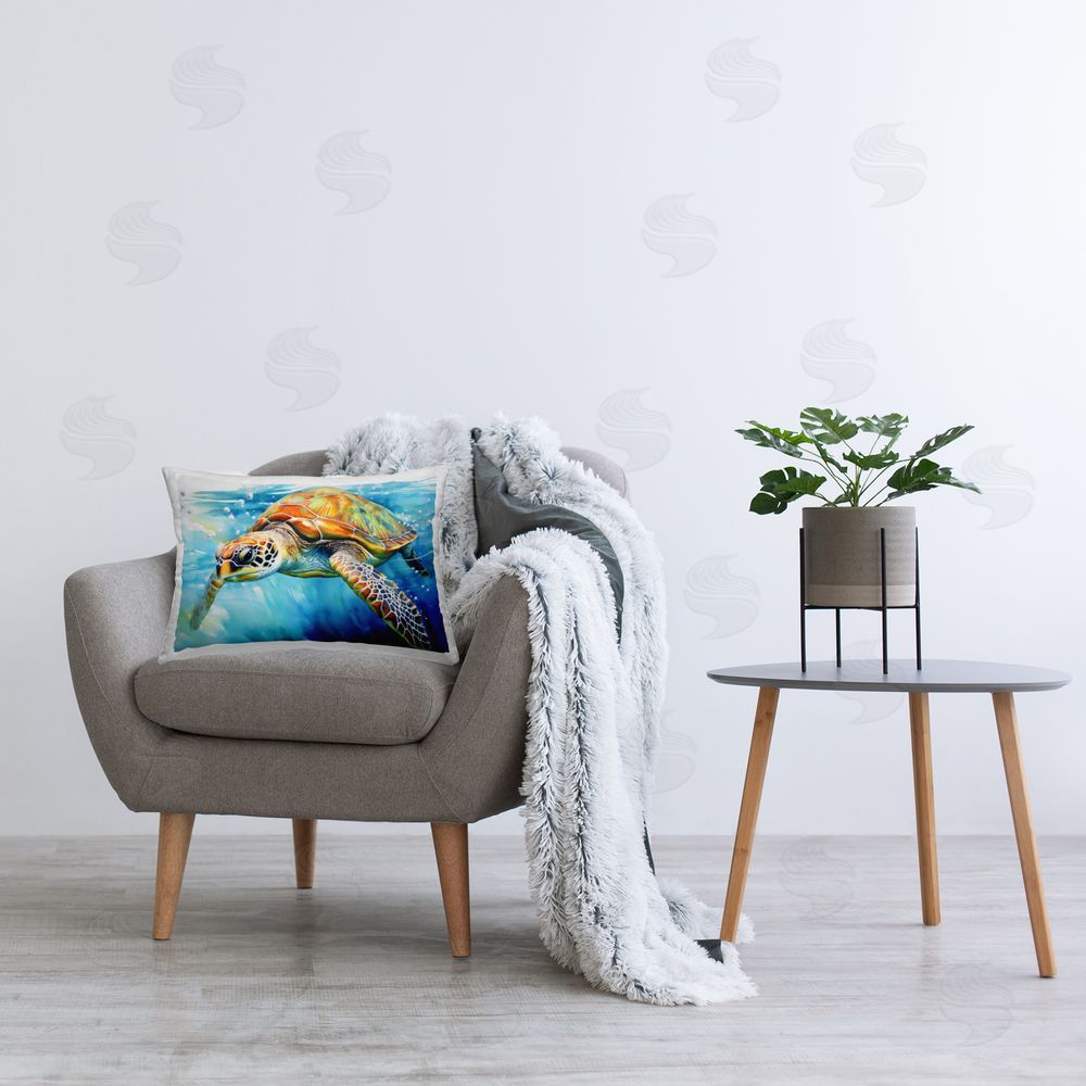 Creative Studio Graceful Swimmer Tortoise Indoor Rectangular Pillow on Chair