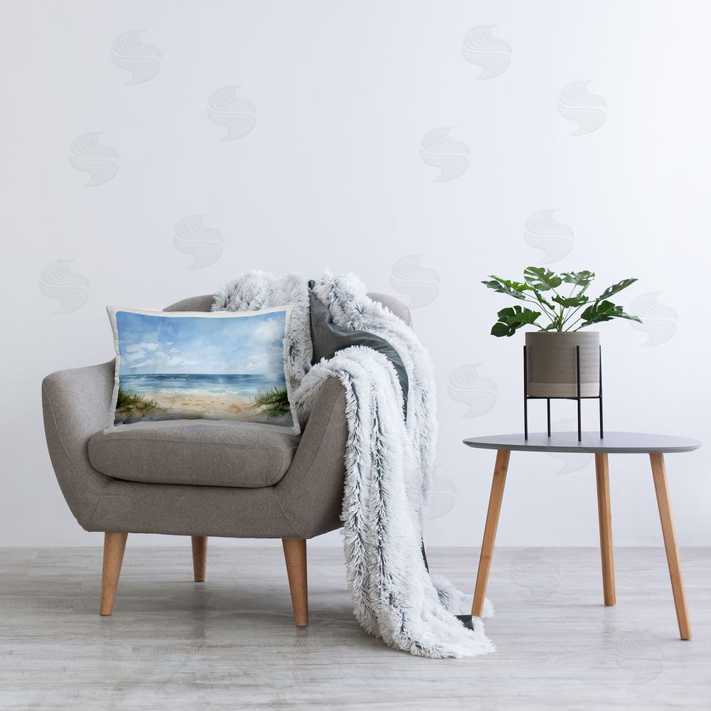 Creative Studio Serene Summer Beachscape Indoor Rectangular Pillow on Chair