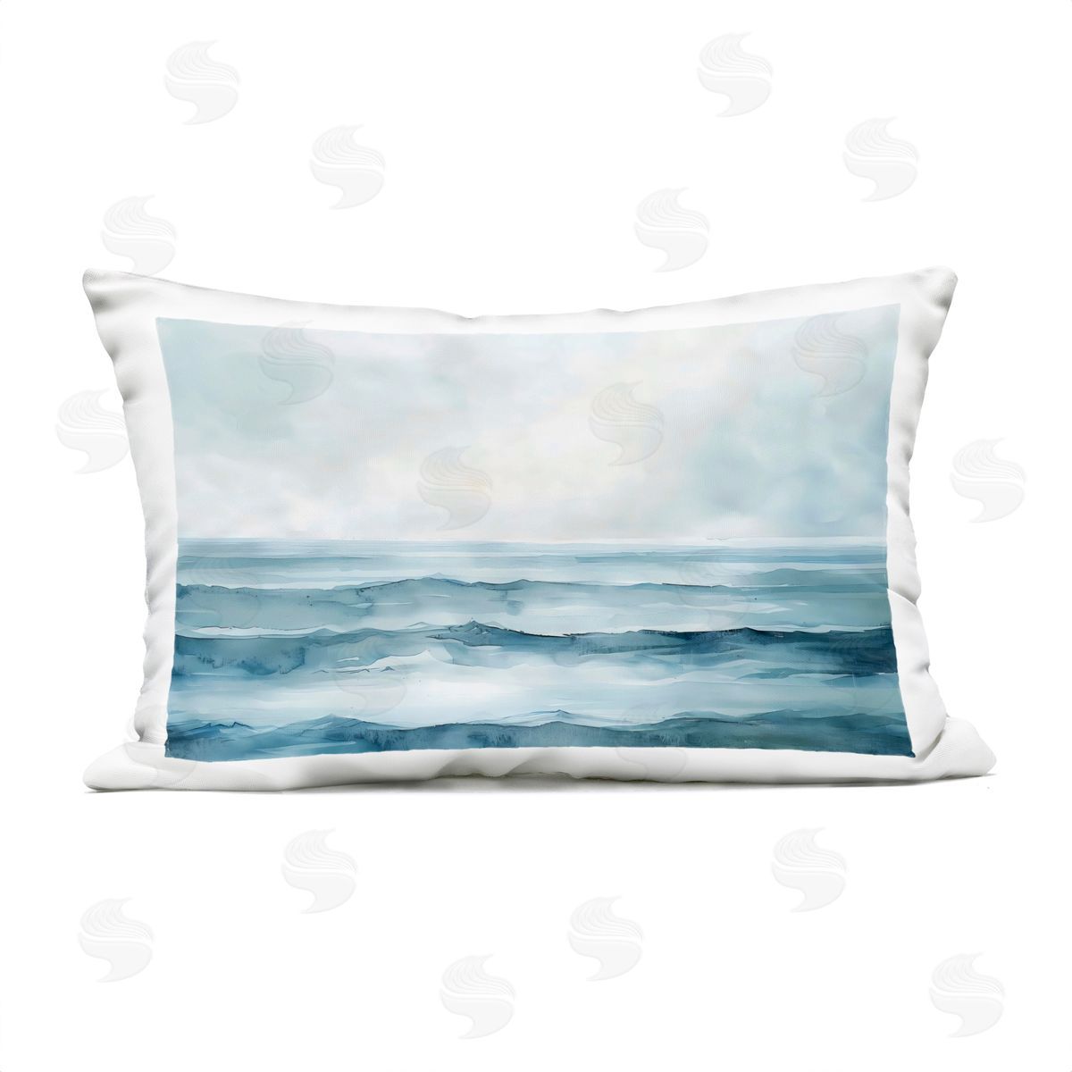 LSR Design Studio Watercolor Moody Waves Outdoor Printed Pillow