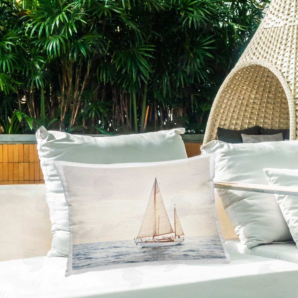 Sisi and Seb Yacht's Voyage Adventure Outdoor Rectangular Pillow on Patio
