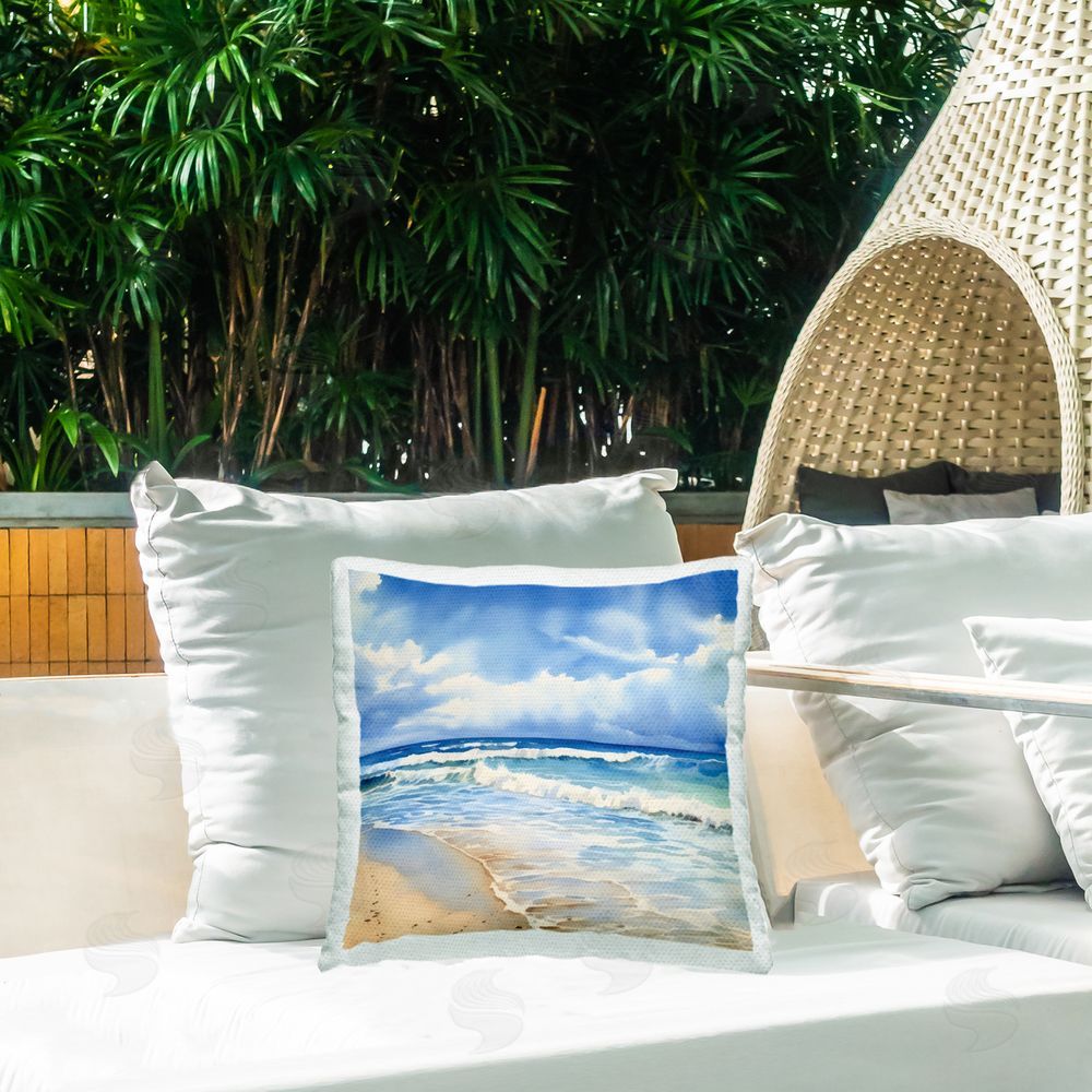 LSR Design Studio Cloudy Atmosphere Coast Outdoor Square Pillow on Patio