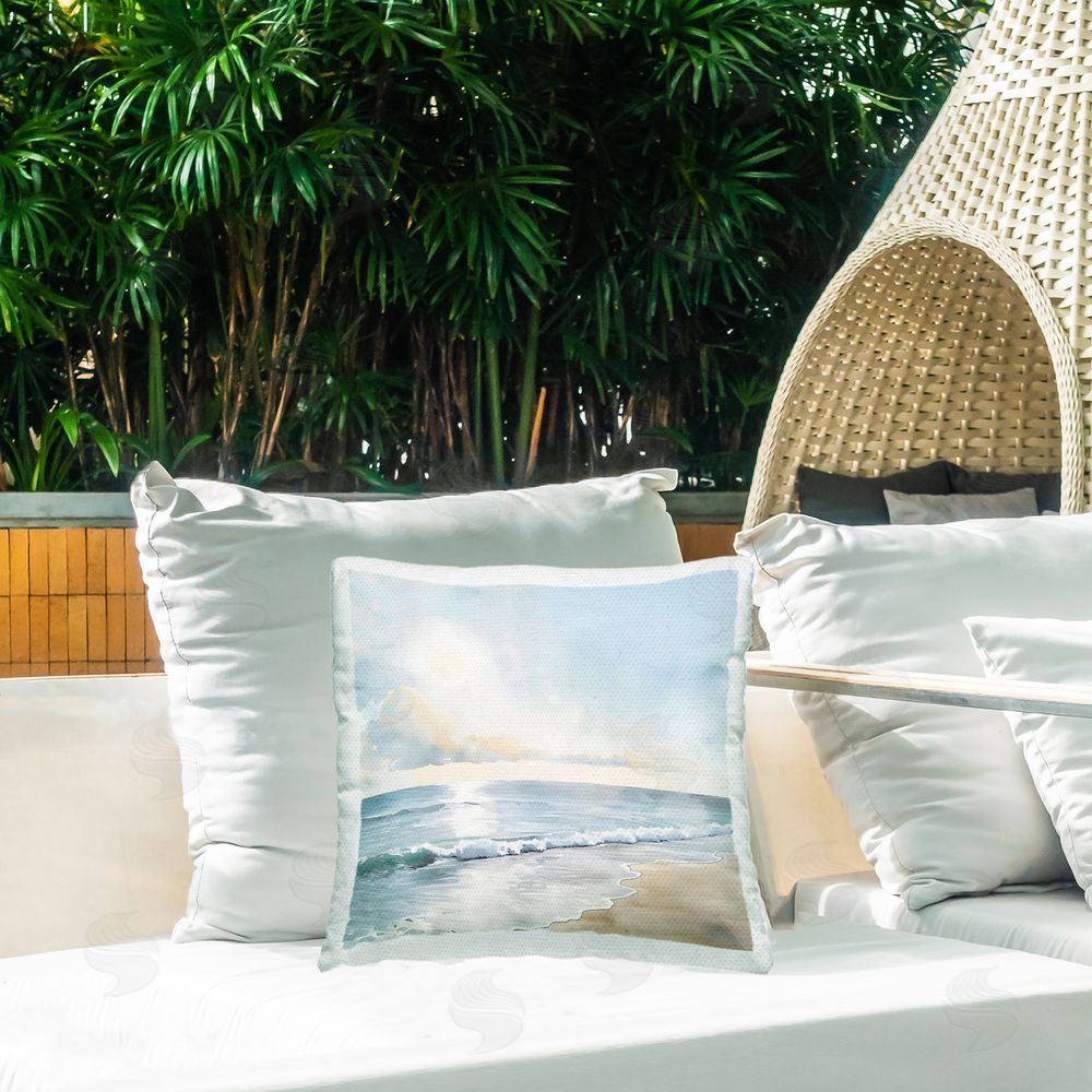 Creative Studio Blue Seascape Overhead Cloud Outdoor Square Pillow on Patio
